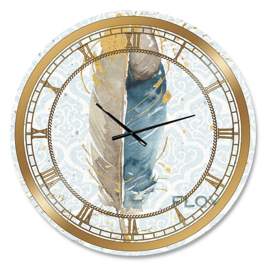 Designart 'Fields Of Gold Watercolor Flower Iv Glam Wall Clock